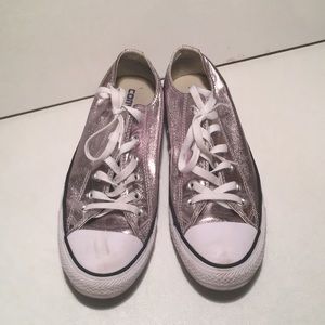 Silver converse women’s 9